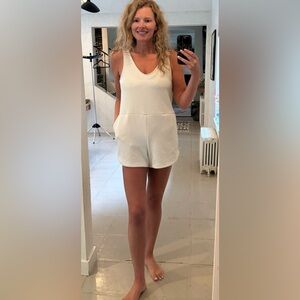 A New Day White Sleeveless Romper Small Pockets Cover Up
